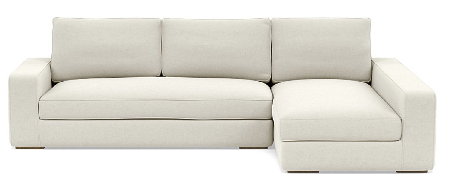 AINSLEY Sectional Sofa with Right Chaise - 109"W - Chalk - Oak Legs - Bench - Image 0