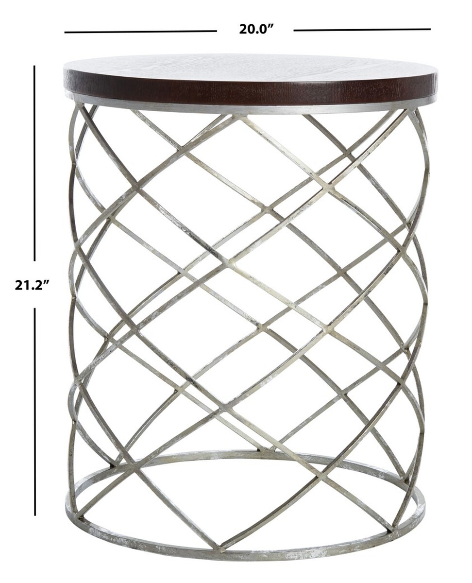 Phoebe Ribboned Round Top Accent Table - Cherry/Silver - Arlo Home - Image 0