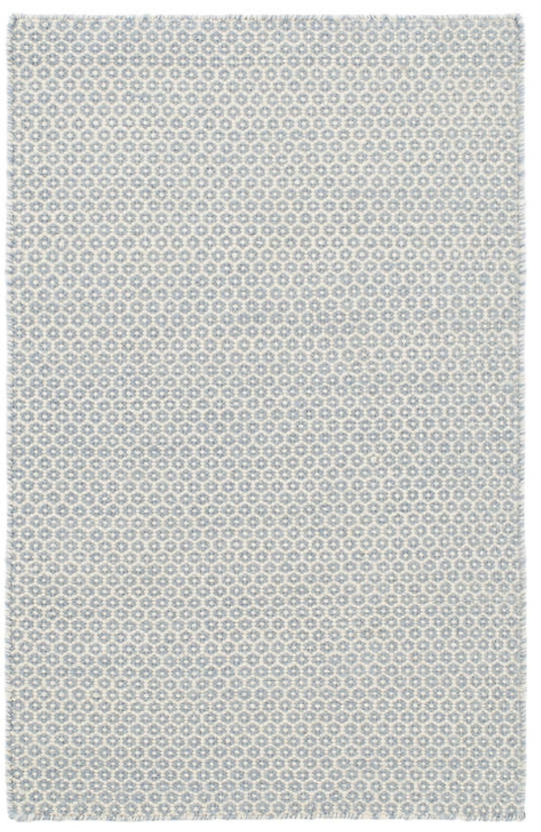 HONEYCOMB FRENCH BLUE/IVORY WOVEN WOOL RUG 2' x 3' - Image 0