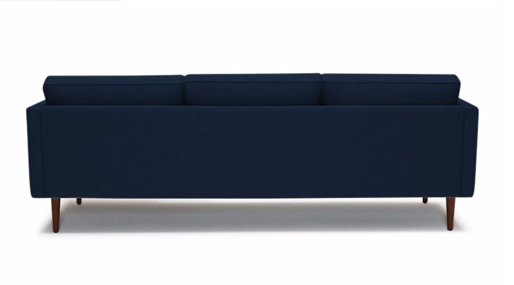 Preston Mid Century Modern Reversible Sectional - Cobalt blue Velvet, mocha legs and additional cushion - Image 2