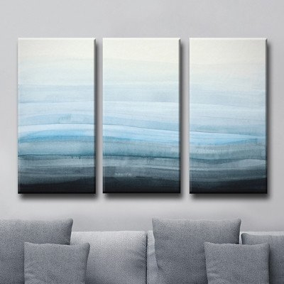 'Coastal Mist' 3 Piece Painting Print on Wrapped Canvas Set - Image 0
