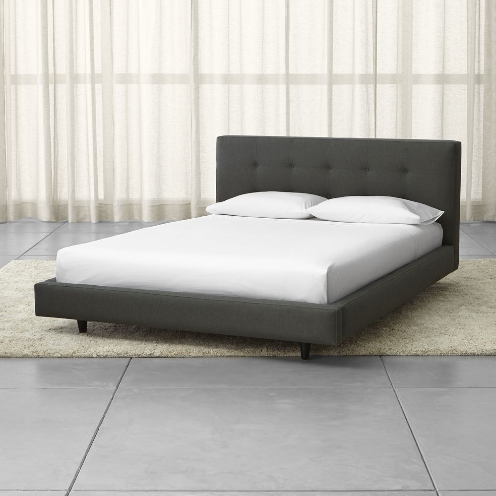 Tate Queen Upholstered Bed 38" - Winslow, Charcoal - Leg:Deco - Image 0