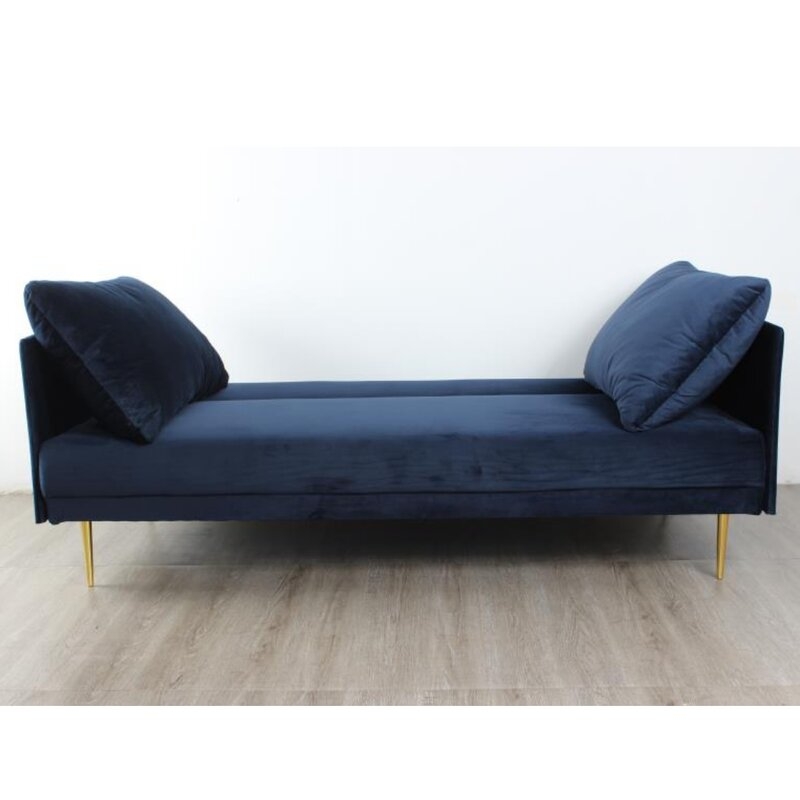 Navy Blue Velvet Sofa Sleeper - Image 1