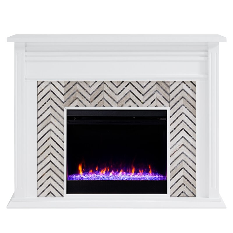 Hebbington Tiled Marble Electric Fireplace - Image 0
