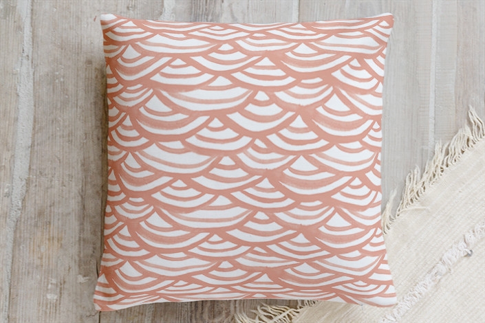 Watercolor Scallops Pillow - 18" x 18" Salmon - Image 0