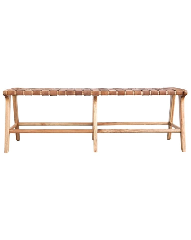 Alfie Woven Leather Bench - Image 0