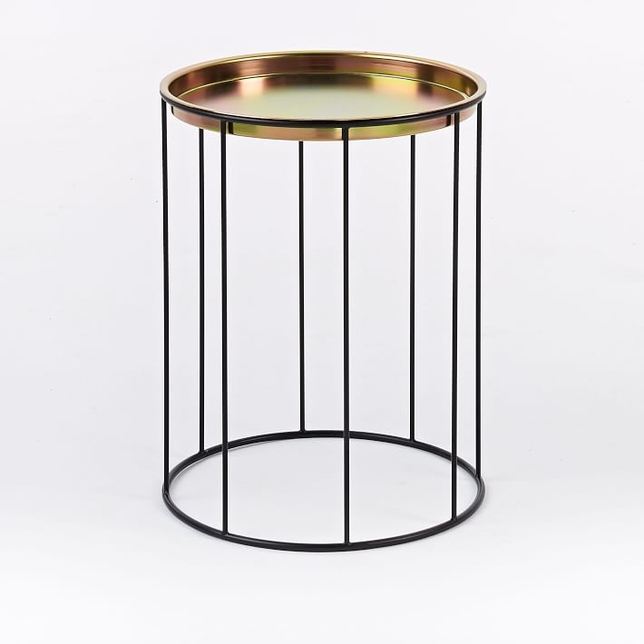 Eric Trine Column Side Table + Tray, Black and Gold - Image 0