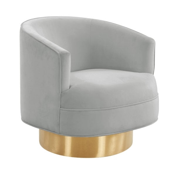 Stella Grey Velvet Swivel Chair - Image 0