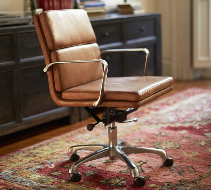Nash Leather Swivel Desk Chair, Caramel - Image 3