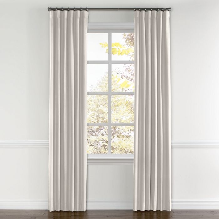 Ivory White Velvet Curtains with Pocket,Panel Type: Pair, Split Draw-Width: 160''Length: 108'', Unlined - Image 0