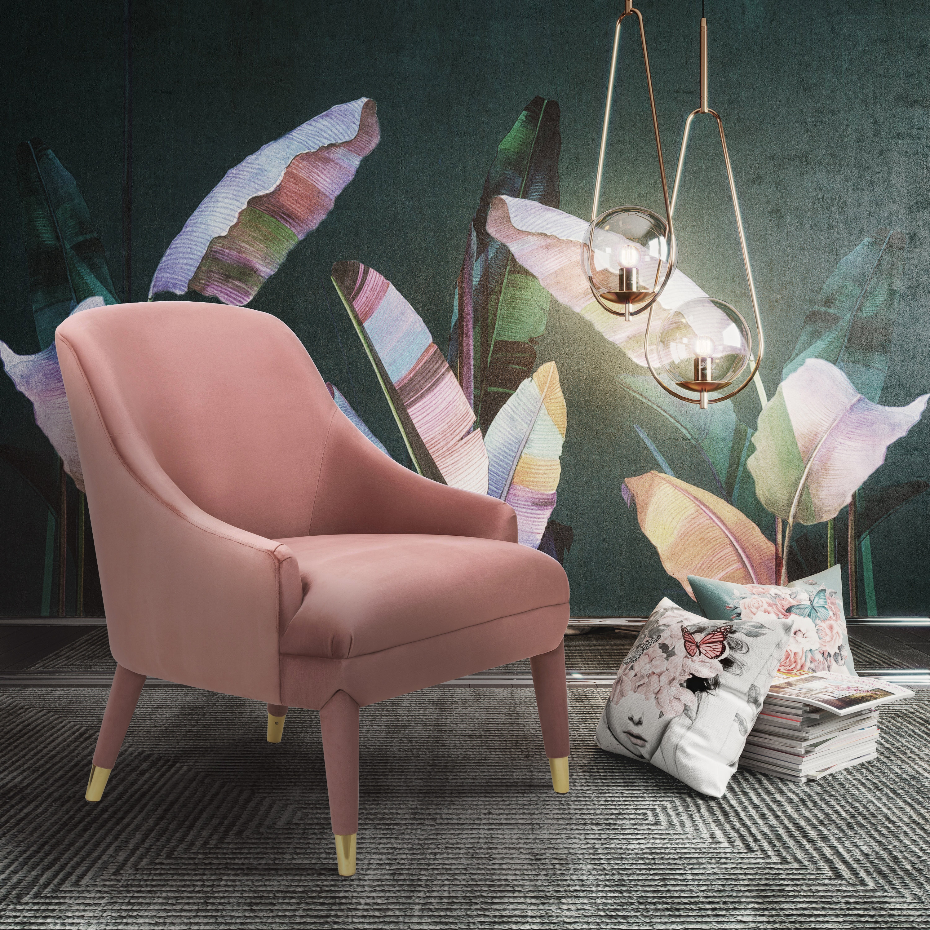 Roselyn Chair, Pink Velvet - Image 4