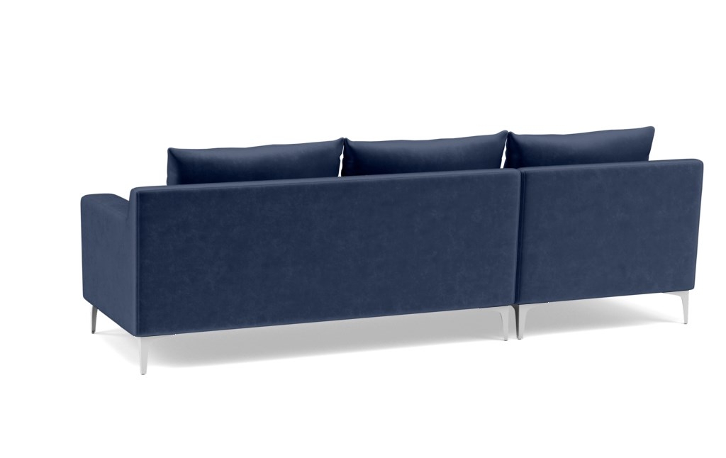 SLOAN Sectional Sofa with Left Chaise - Bergen Blue Mod Velvet - Chrome Plated L Leg - Image 4