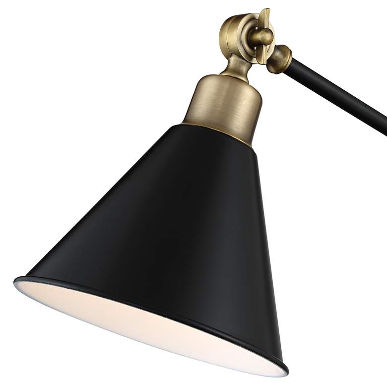 Wray Black Antique Brass Adjustable Desk Lamp with USB Port - Image 1