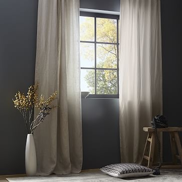 Belgian Flax Linen Curtain With Blackout, Set of 2, Natural, 48"x84" - Image 1