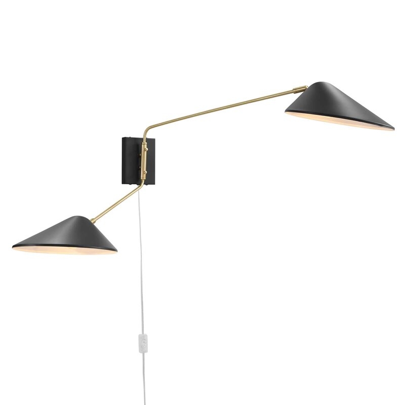 Journey 2-Light Swing Arm Wall Sconce In Black - Image 0