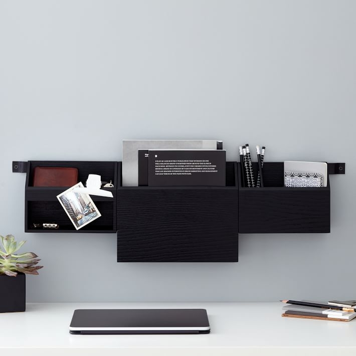 Desk Organization Wall Storage, Weathered Black - Image 0