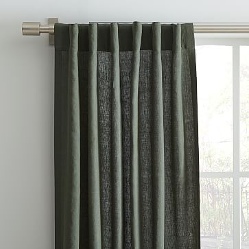 Belgian Flax Linen Melange Curtain, 48"x96", Olive - Image 2