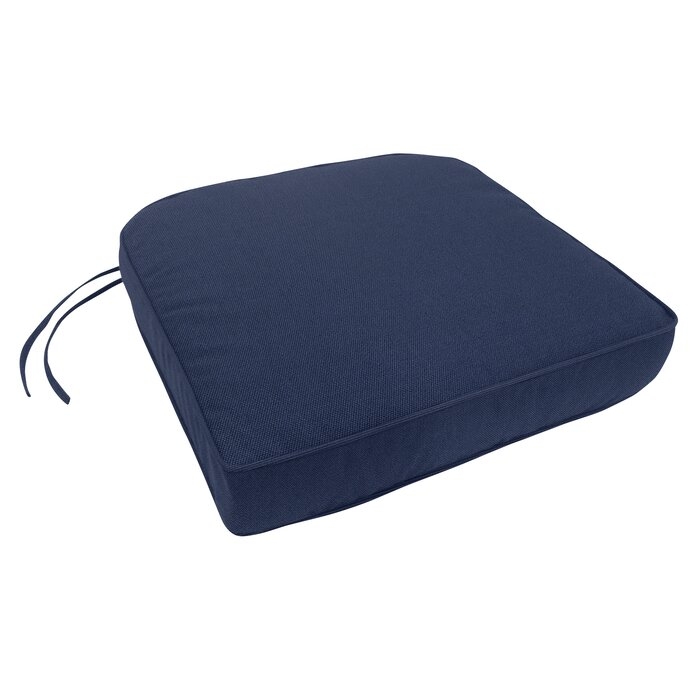 Double-Piped Indoor/Outdoor Sunbrella Contour Chair Cushion with Ties and Zipper - Image 0