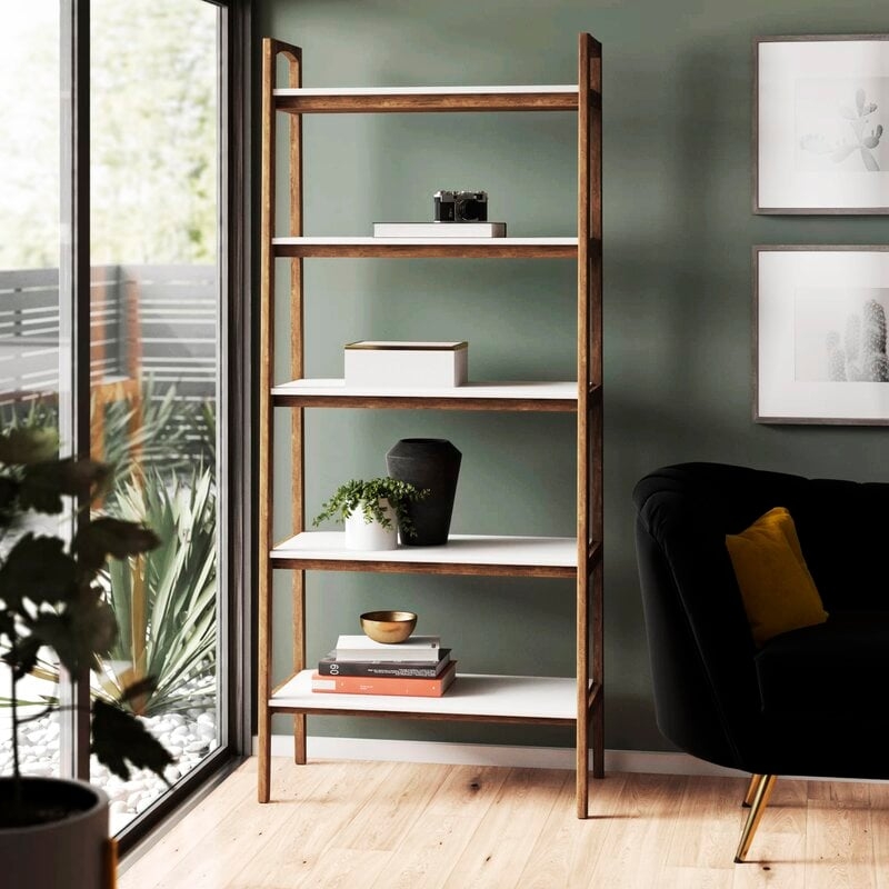 Soho 73'' H x 31'' W Solid Wood Ladder Bookcase - Image 1