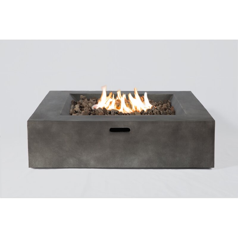 Aly Fiber Reinforced Concrete Propane/Natural Gas Fire pit table, Charcoal, 12"H x 36"W x 36"D - Image 0