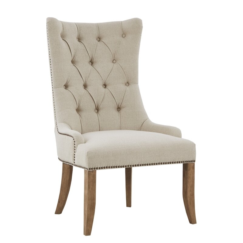 Garnica Tufted Upholstered Wingback Arm Chair in Cream - Image 0