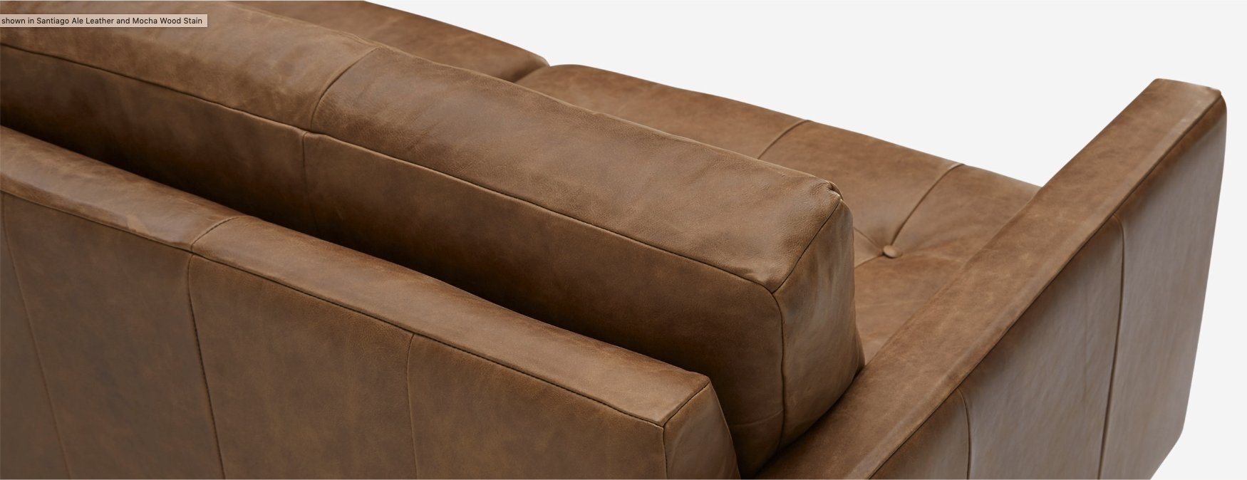 Eliot Leather Sectional with Bumper - Right Arm Orientation - in Santiago Ale with Mocha Wood Stain - Image 8
