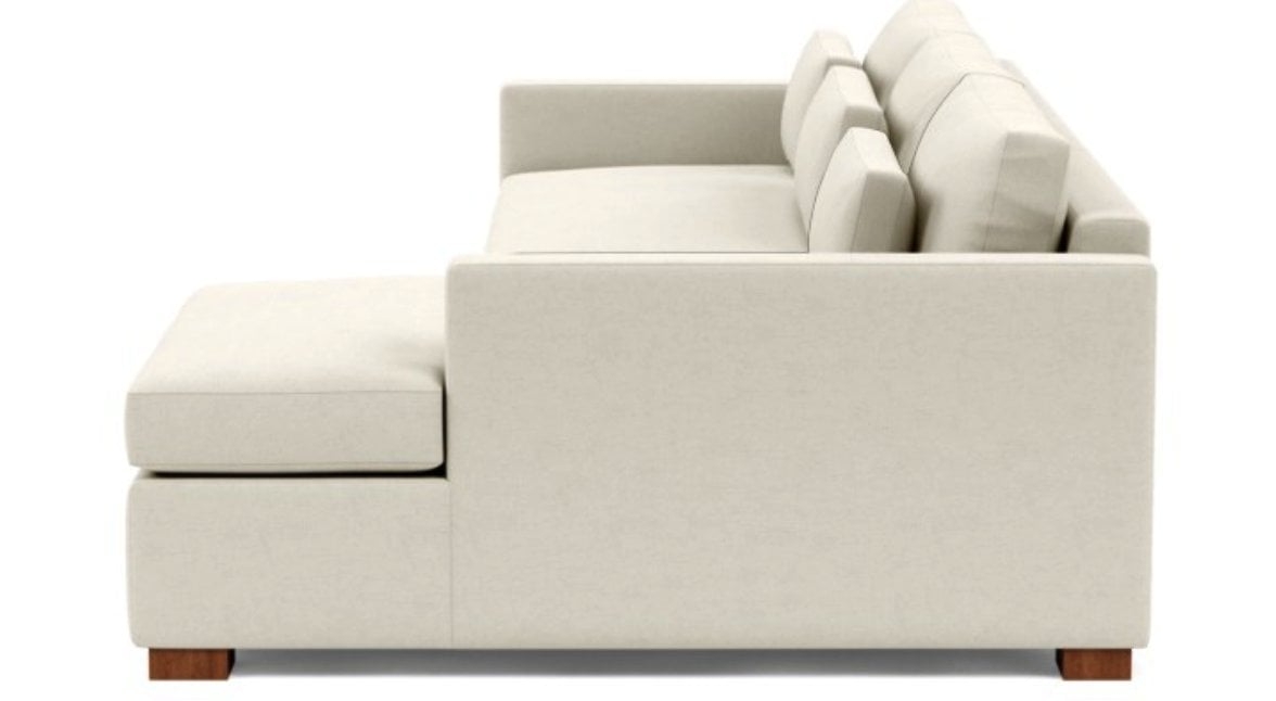 CHARLY Sectional Sofa with Right Chaise - Chalk Heathered Weave - Oiled Walnut Block Leg - 106" - 63" chaise - Bench Cushion - Standard Down Blend - Image 6