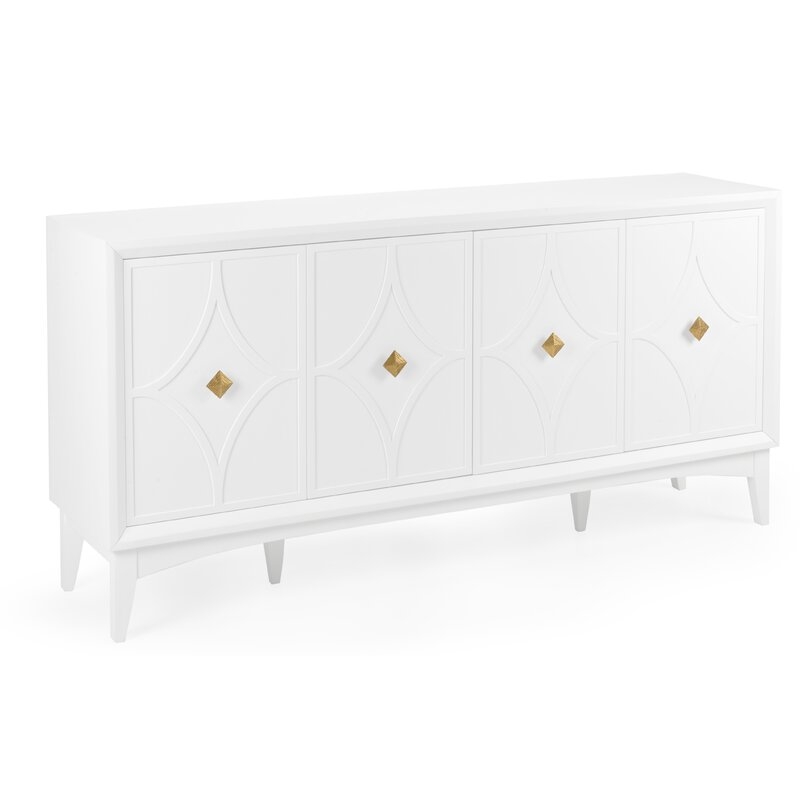 Diamond 72" Wide Walnut Wood Sideboard / White - Image 0