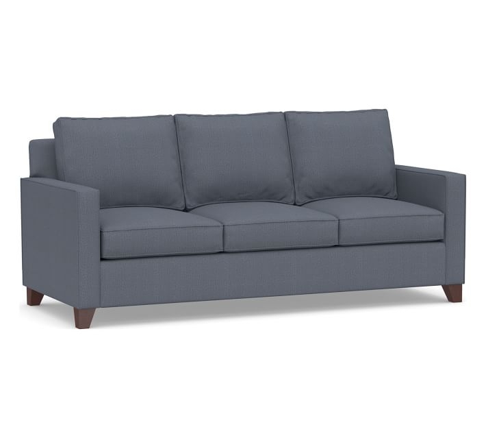 Cameron Square Arm Upholstered Sofa 86", Sunbrella® Performance Boss Herringbone, Indigo - Image 0