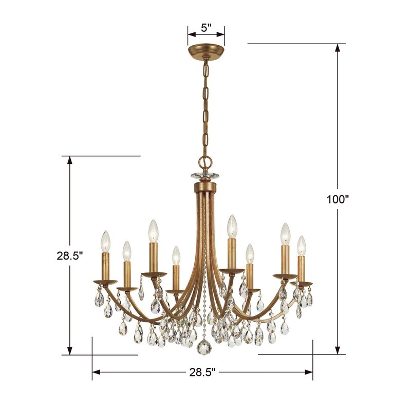 Sanches 8 - Light Unique Empire Chandelier with Wrought Iron Accents - Image 1
