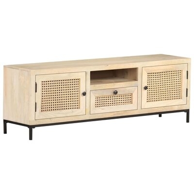 Bayou Breeze TV Cabinet 47.2"X11.8"X15.7" Solid Mango Wood And Natural Cane - Image 0