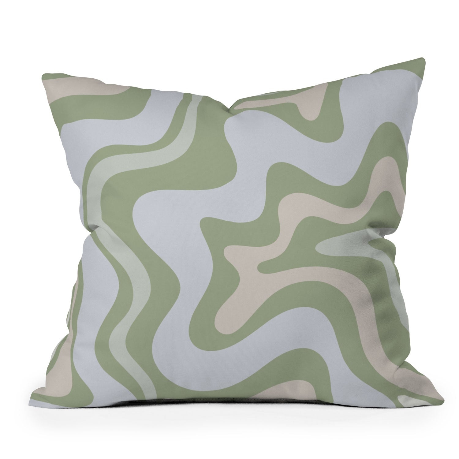 LIQUID SWIRL CONTEMPORARY LIGHT SAGE  BY KIERKEGAARD DESIGN STUDIO - Outdoor Throw Pillow 20" x 20" - Image 0