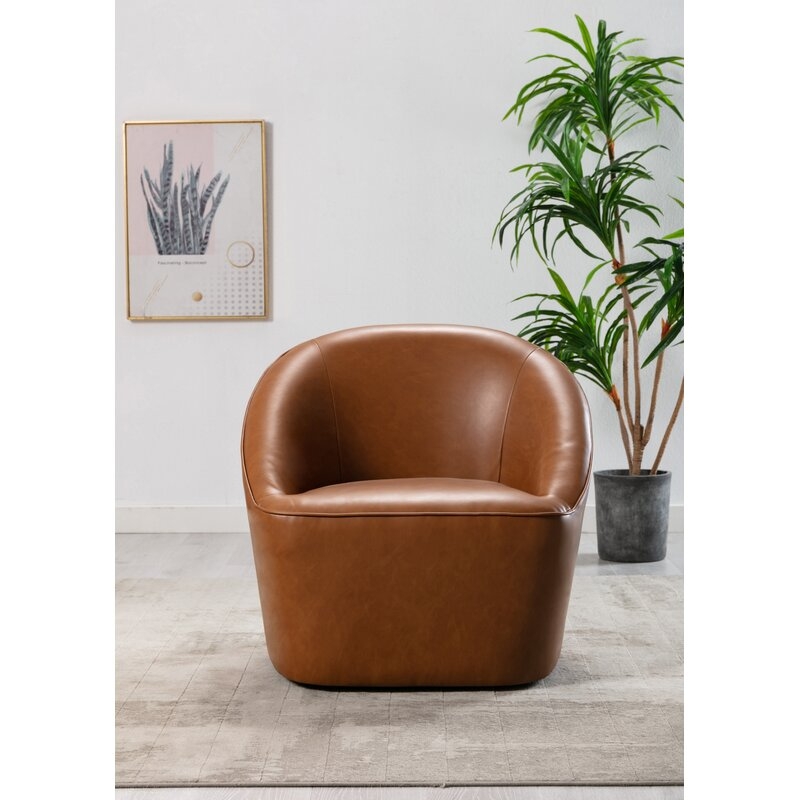 Gregory Vegan Leather Swivel Barrel Chair - Image 3