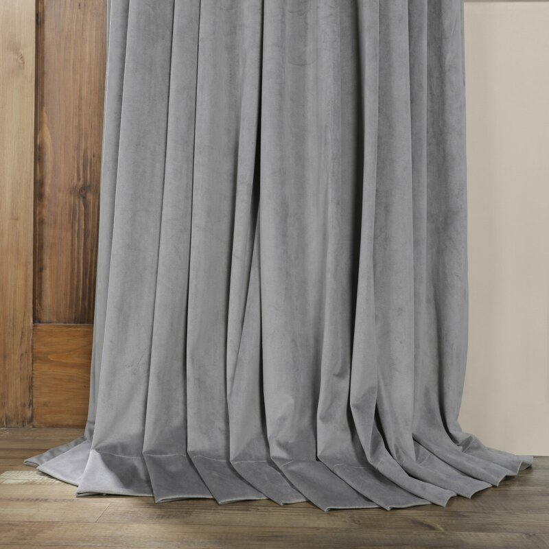Rhinehart Extra Wide Velvet Solid Blackout Thermal Rod Pocket Single Curtain Panel - Image 1