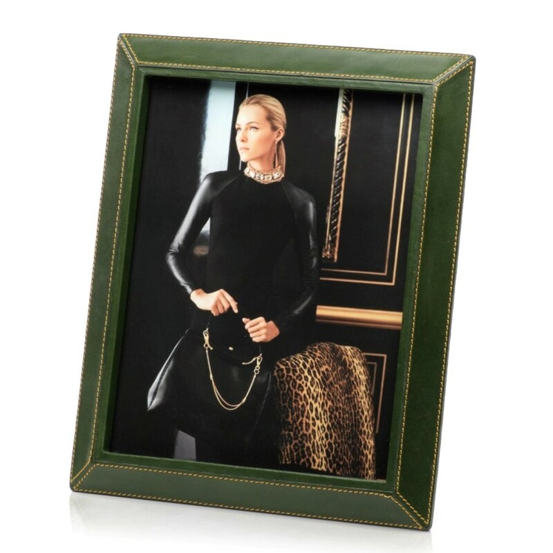 8" x 10" Green Steger Leather Picture Frame - Image 0