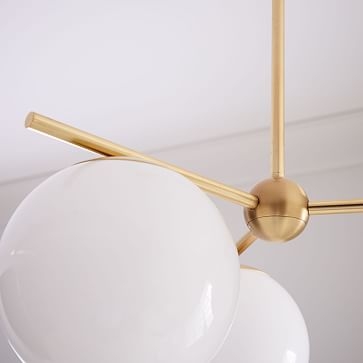 Sphere + Stem Convertible Flushmount, Brass/Milk Glass, 3-Light - Image 4