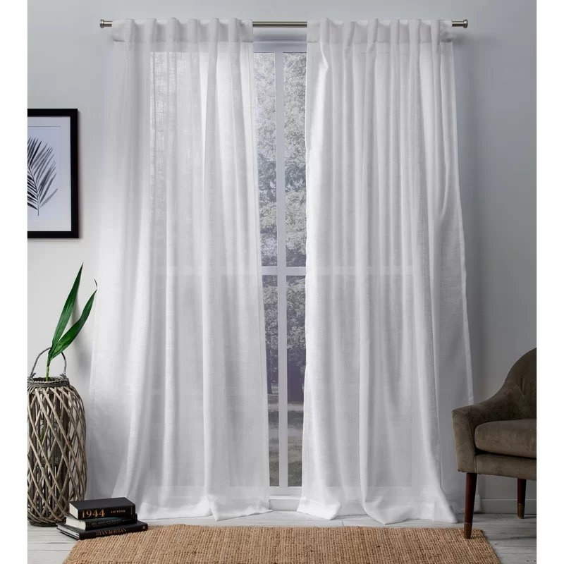 Leon Solid Sheer Tab Top Curtain Panels - Set of 2 - 84" - Image 0