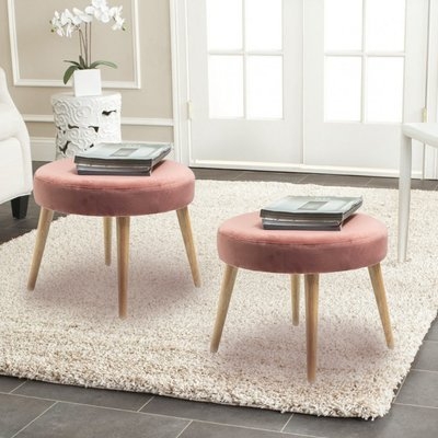 Pink Maire 19.7" Tufted Round Standard Ottoman (Set of 2) - Image 0