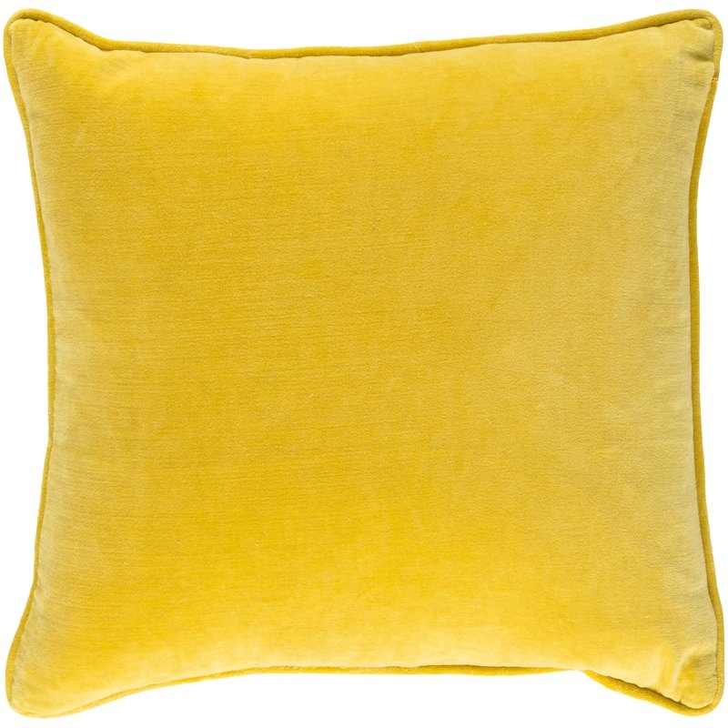 Baylie Cotton Velvet Throw Pillow - Bright Yellow - Image 0