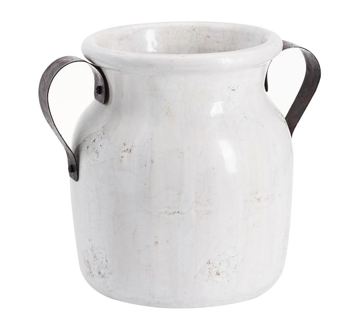 Marlowe Ceramic Urn, White, Small - Image 0