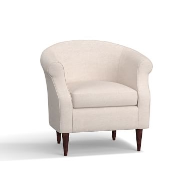 SoMa Lyndon Upholstered Armchair, Polyester Wrapped Cushions, Performance Twill Cadet Navy - Image 1