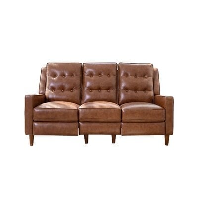 Mary Genuine Leather Reclining 73'' Square Arm Sofa - Image 0