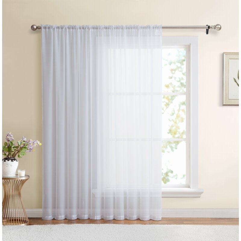 Knaack Voile Window Solid Sheer Rod Pocket Single Curtain Panel - Image 0