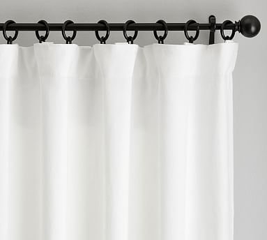 Belgian Flax Linen Curtain, Cotton Lining, 50 x 96", White - Image 1