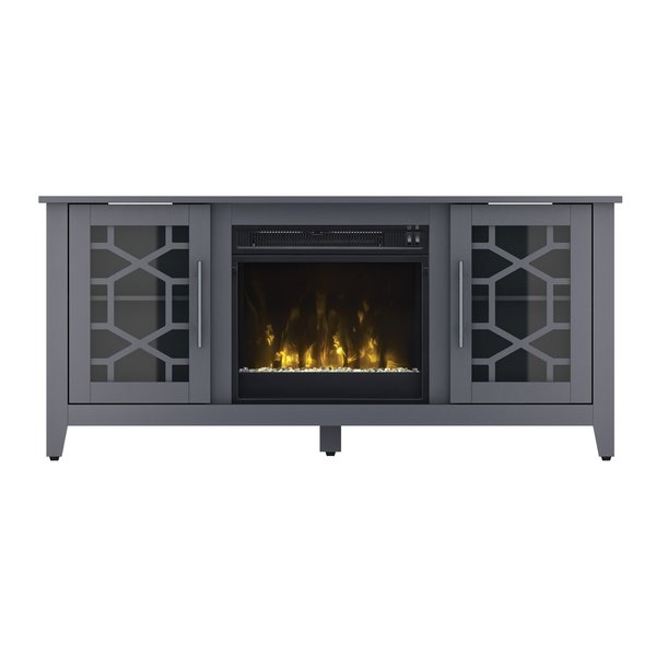 Jennings Tv Stand, Cool Gray with Fireplace - Image 0