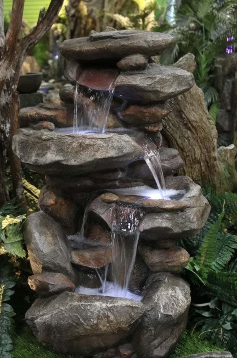 Fiberglass Rock Water Fountain with Light - Image 0