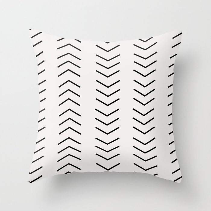 Mudcloth Pattern White Black Arrows 20 Throw Pillow with Poly Insert - Image 0
