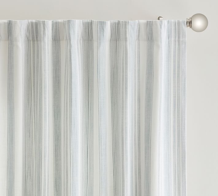 Hawthorn Striped Cotton Curtain, 50 x 96", Blue - Image 1