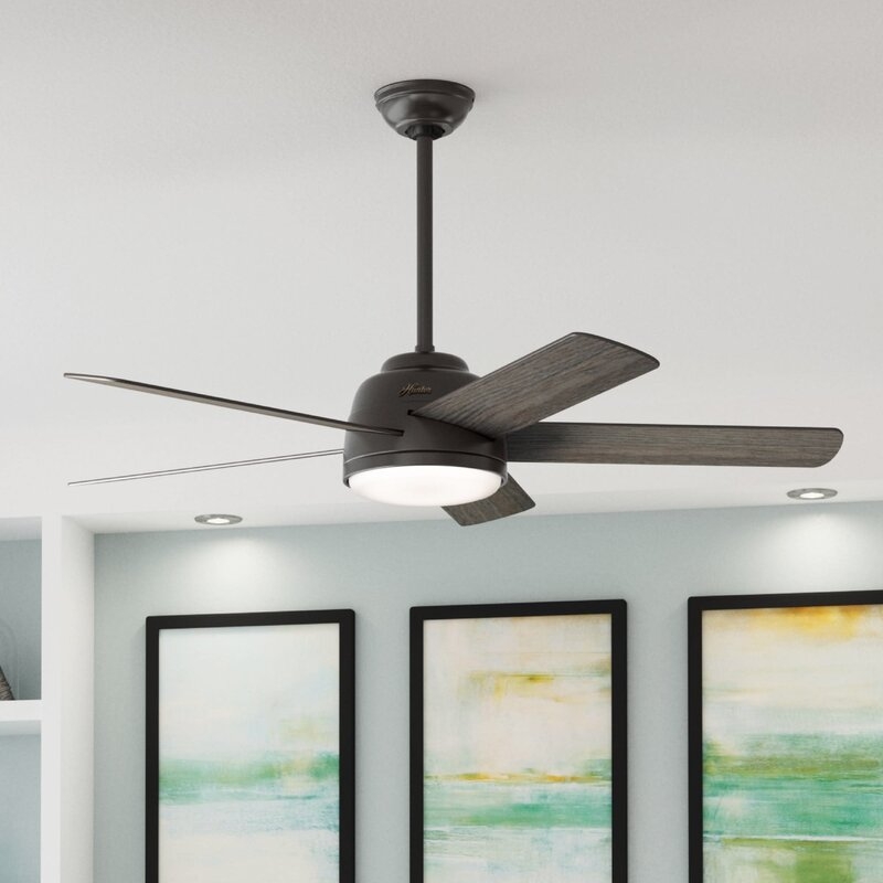 54'' Romulus 5 - Blade LED Smart Standard Ceiling Fan with Remote Control and Light Kit Included - Image 0