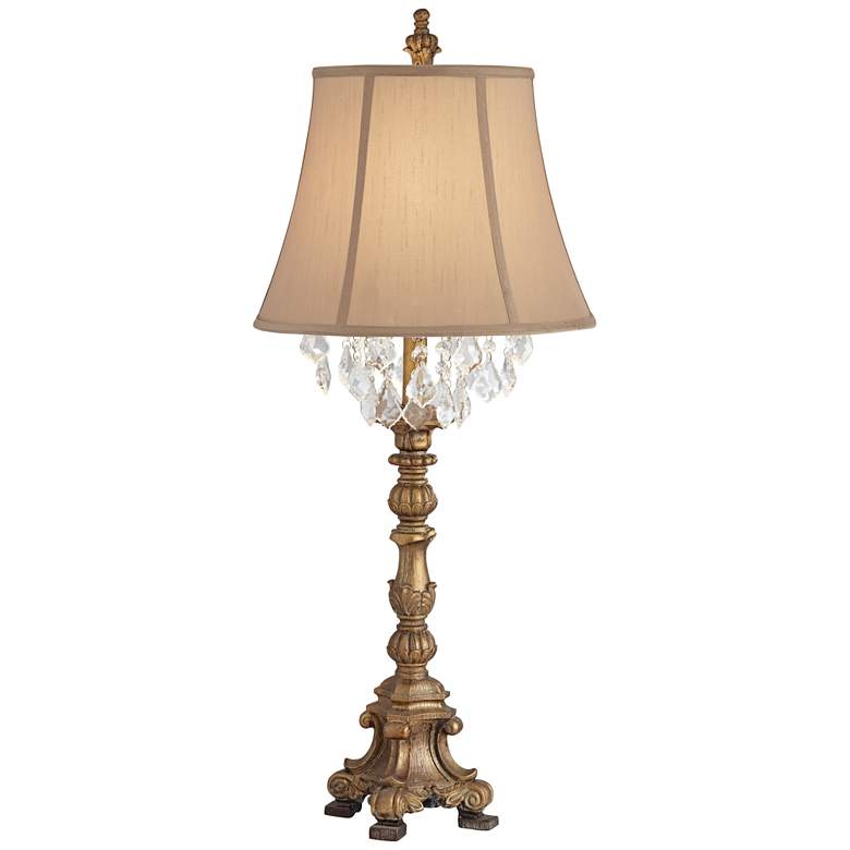 Duval Aged Gold Crystal Candlestick Table Lamp - Image 0